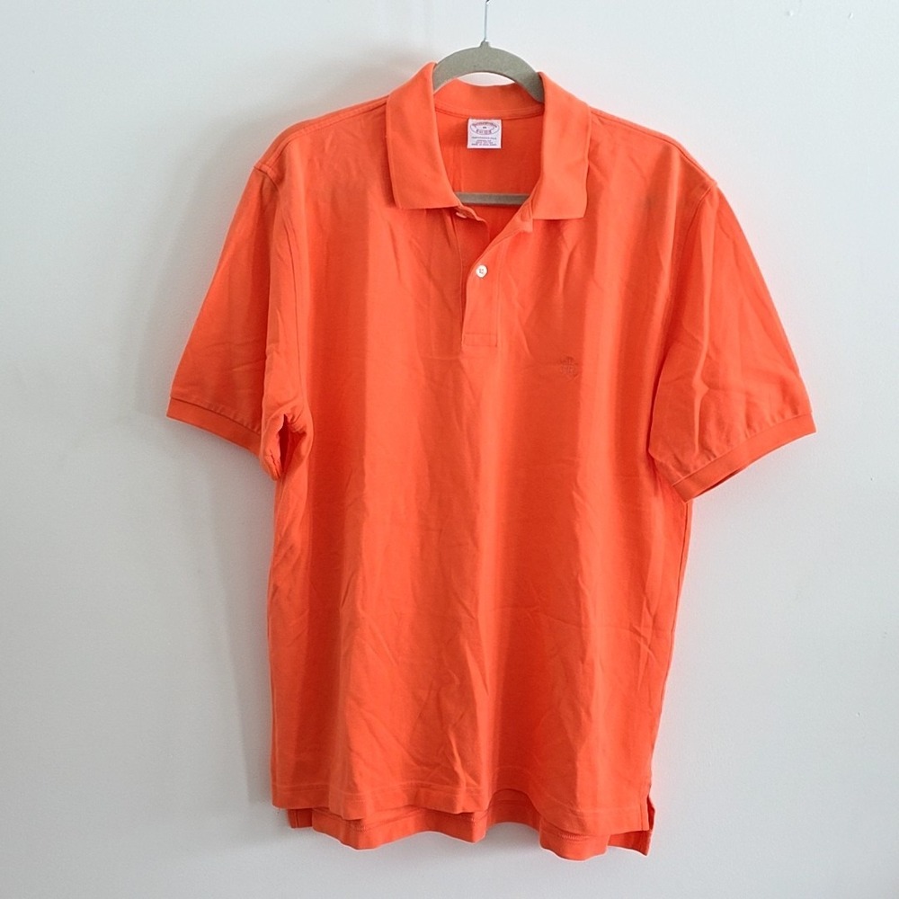 Brooks Brothers Polo Shirt Mens Medium Orange Original Fit Short Sleeve Cotton